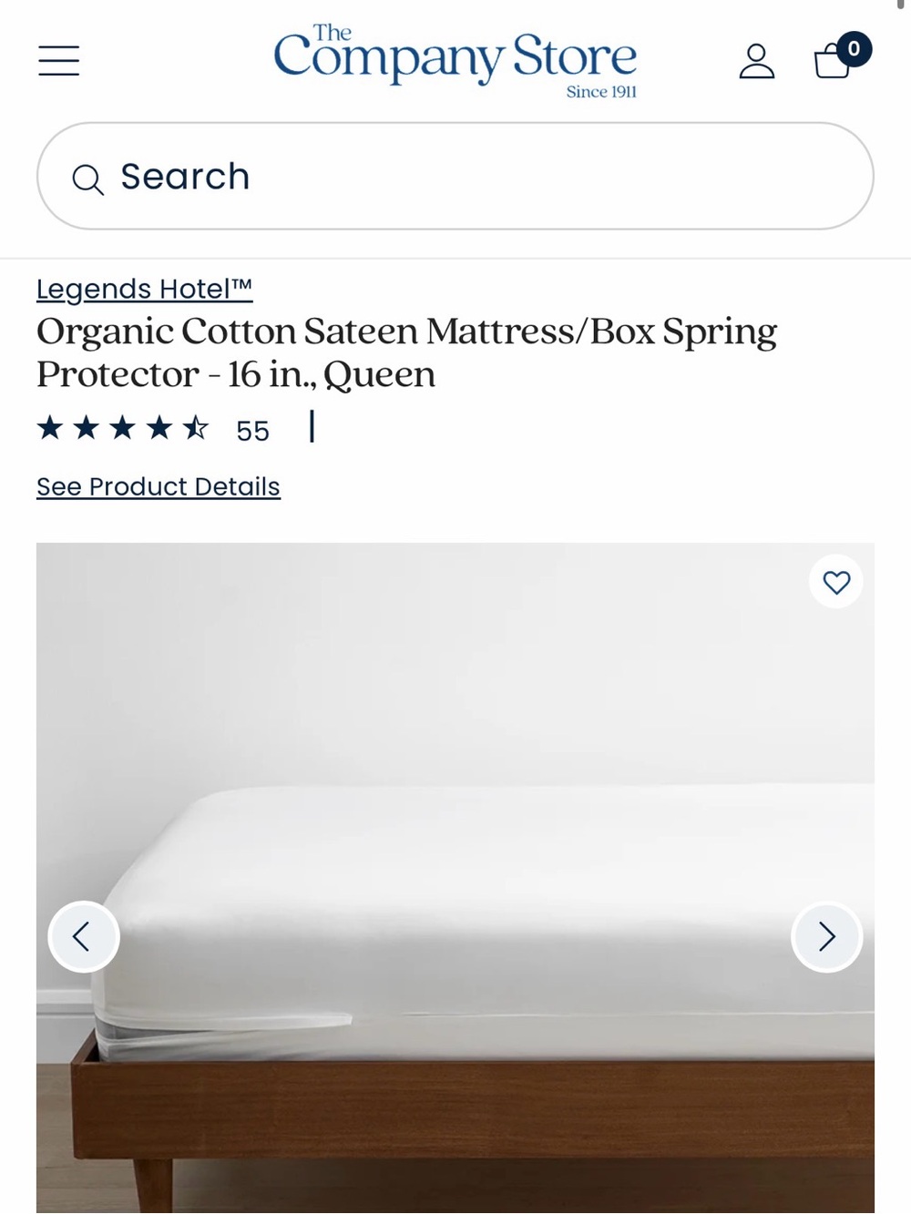 THE COMPANY STORE 100% ORGANIC COTTON SATEEN MATTRESS PROTECTOR: QUEEN
